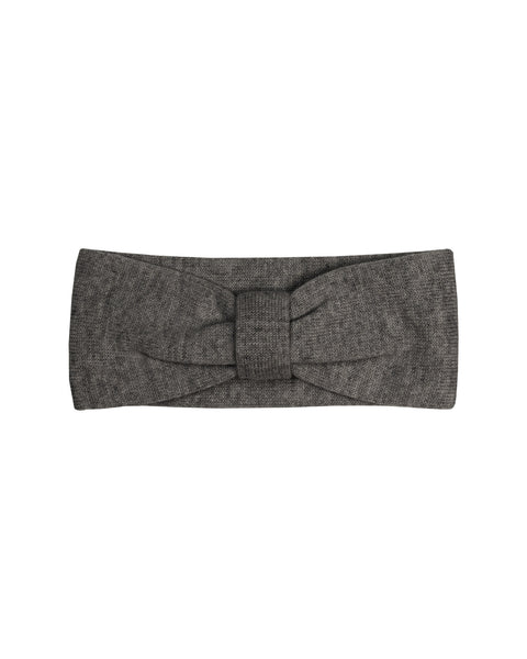 Kids' Knit Headband with Ribbon Merino & Cashmere Dark Gary