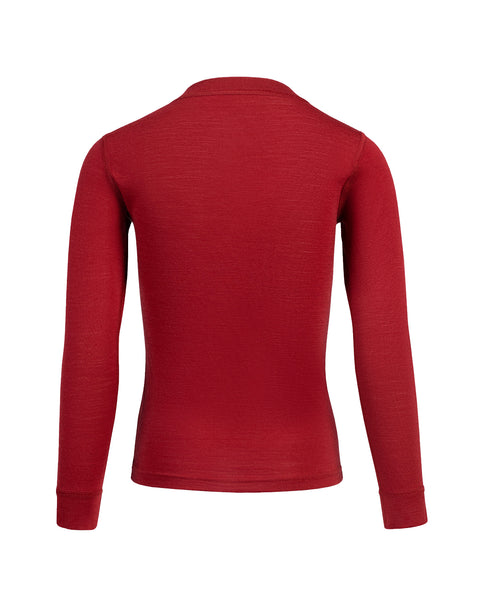 Kids' 160 Thermal Long Sleeve Crew Royal Cherry, back view.