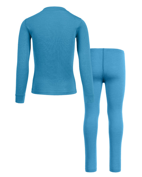 Kids' 160 Long Sleeve & Bottom 2-Piece Light Blue, back view.