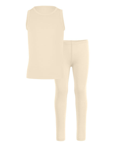 Kids' Merino Tank Top & Bottom 2-Piece Natural