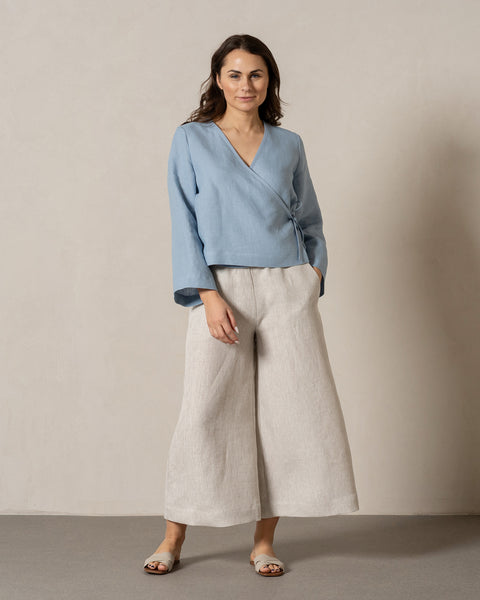 Linen Top Thea in Cloudy Blue Color