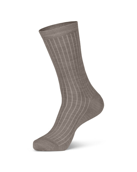 Women’s brown ribbed Merino wool socks, thin breathable crew socks for everyday wear