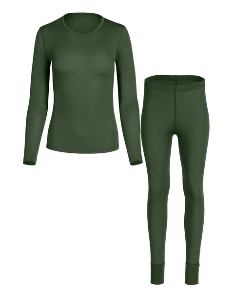 Women's 160 Merino Wool Long Sleeve Top & Leggings Set
