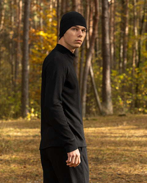 Men's Merino 250 Zip neck top Black