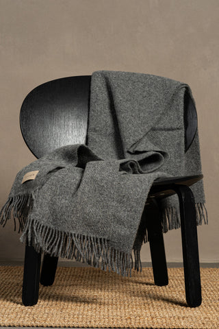 Natural Wool Blanket Throw Milan - Dark Gray
