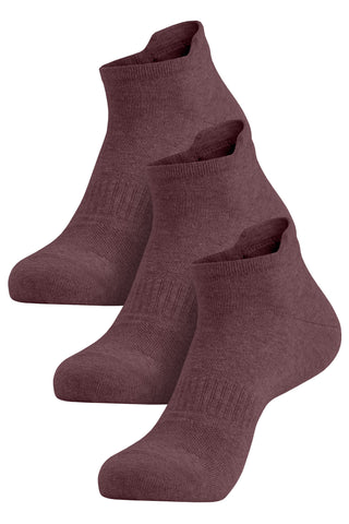 Women’s Light Cotton Breathable Sport Socks 3-Pack - S-M / Dark Mauve