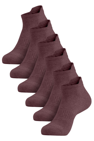 Women’s Natural Cotton Light Everyday Socks 6-Pack - S-M / Dark Mauve
