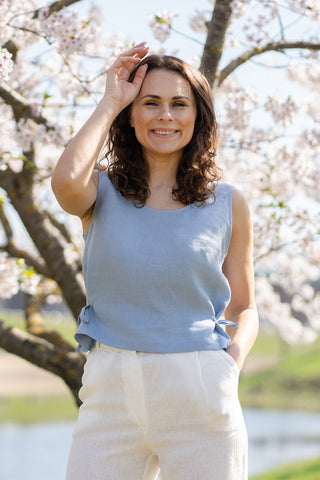 Bow Side Tie Top Audrey - XXS / Cloudy Blue