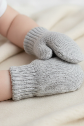 Baby Merino Mittens - 0-12M / Light Gray