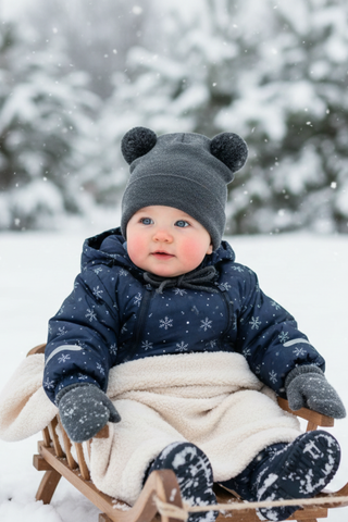 Kids' Knit Baby Beanie Cashmere Blend - 1-3Y / Dark Gray