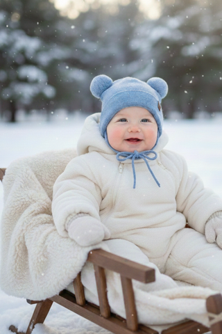 Kids' Knit Baby Beanie Cashmere Blend - 1-3Y / Light Blue