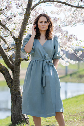 Bubble Sleeve Dress Belle - XS / Mint Green