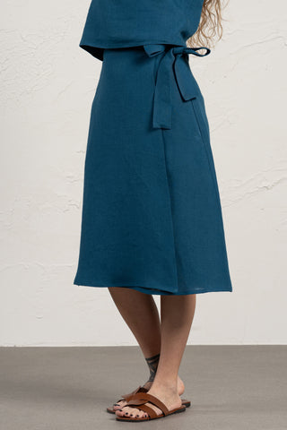 Linen Wrap Skirt Beverly - XS / Cobalt Blue