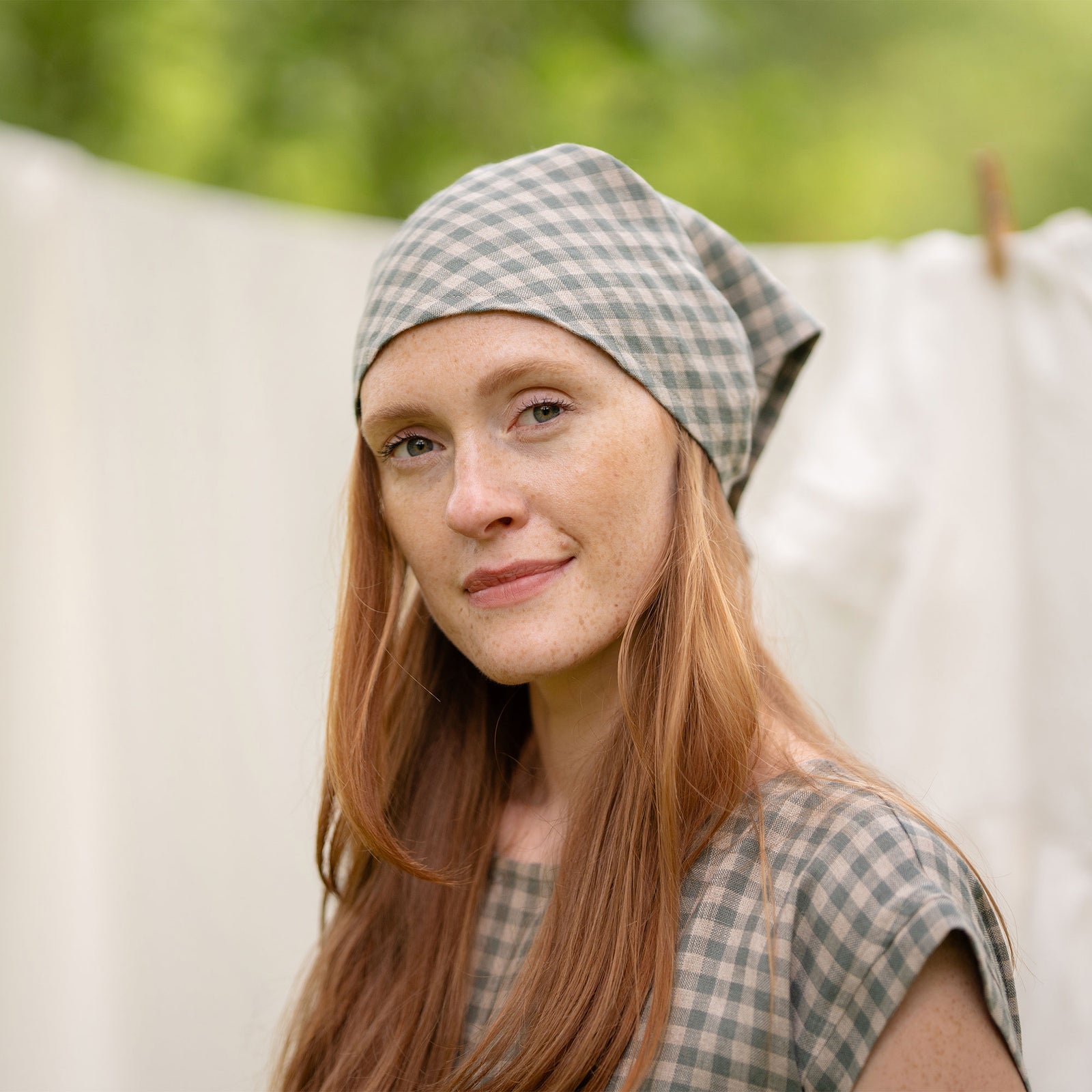 Linen Bandana: Spicy yellow, Natural, Gingham