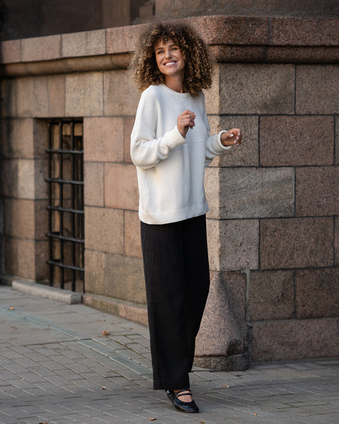 Women's Knit Cotton Sweater Sonata White