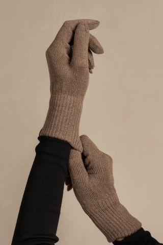 Women's Knit Merino Gloves - One Size / Brown