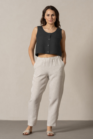 Button Front Crop Top Monica - XS / Pure Black