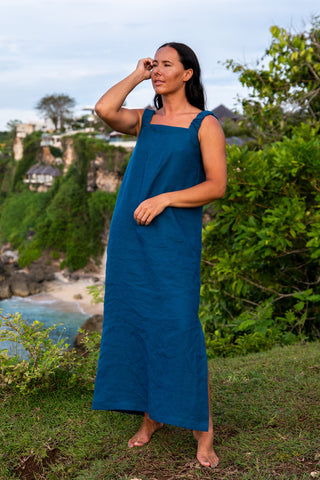 Maxi Linen Summer Dress Fiona - XXS / Cobalt Blue
