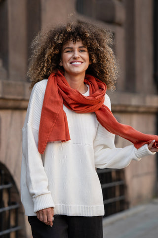 Unisex European Linen Scarf - Classic / Cinnamon Red