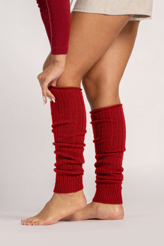 Women's Ribbed Knit Leg Warmers - One Size / Royal Cherry