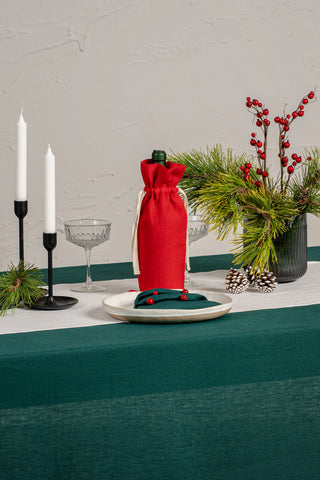 Linen Tablecloth Stone Green - 40 x 40" / Dark Green