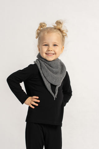 Kids' Cashmere Knit Bandana - One Size / Dark Gray