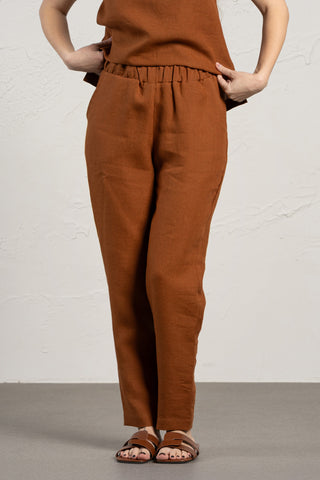 Linen Pants Dakota Almond Brown - XS / Almond Brown
