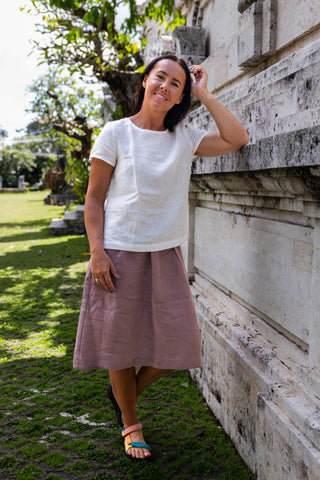 Linen T-Shirt Top Emma Pure White - XS / Pure White
