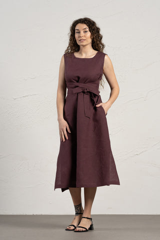 Sleeveless Obi Wrap Dress Hailey - XS / Shadow Purple