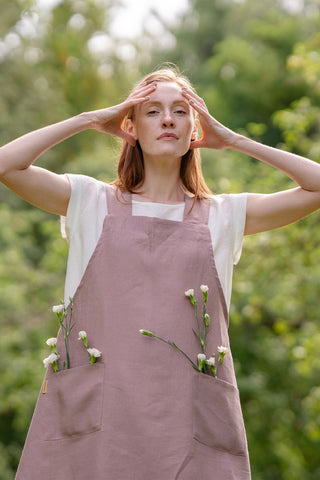 Cross-Back Japanese Apron - S/M / Faded Rose