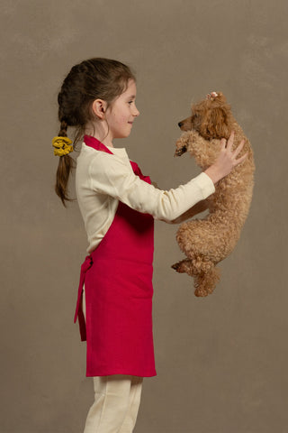 Kids' Linen Apron - 2-5Y / Hot Pink