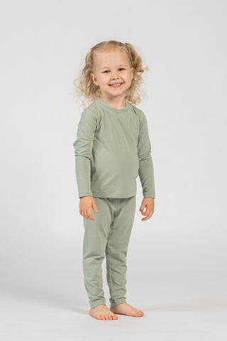Kids' Bamboo Long Sleeve & Bottom Pajama - 1-2Y / Green