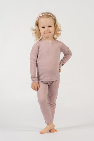 Kids' 160 Long Sleeve & Bottom 2-Piece Dusty Pink - 1-2Y / Dusty Pink