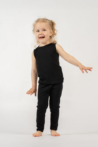 Kids' Merino Tank Top & Bottom 2-Piece Black - 1-2Y / Black