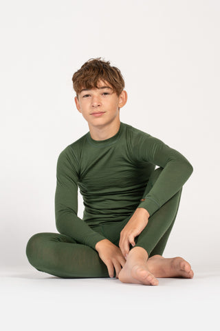 Kids' Natural 100% Merino Long Sleeve Top - 1-2Y / Dark Green