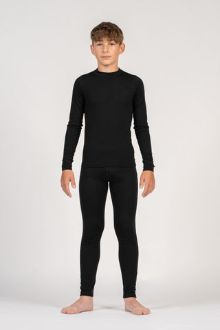 Kids' 250 Long Sleeve & Bottom 2-Piece Black - 1-2Y / Black