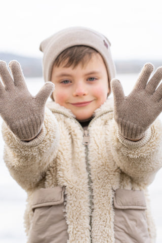 Kids' Knit Gloves Cashmere Blend - 1-3Y / Creamy Beige