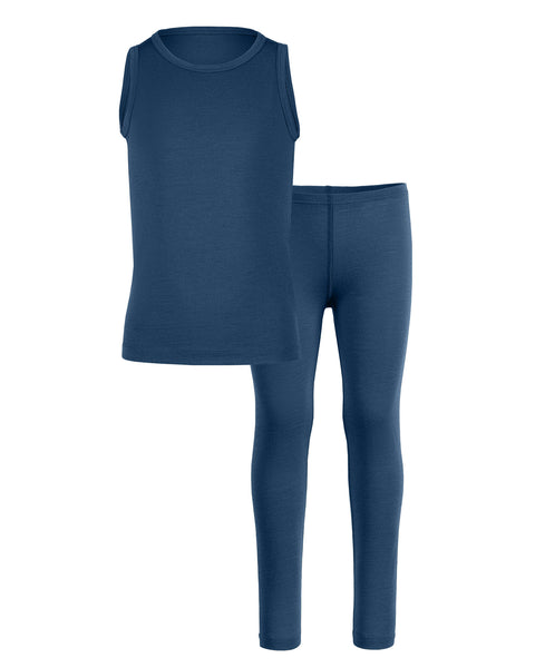Kids' Merino Tank Top &amp; Bottom 2-Piece Denim