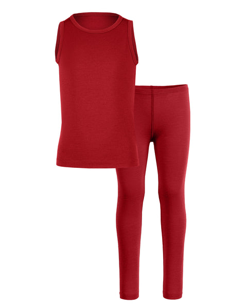 Kids' Merino Tank Top &amp; Bottom 2-Piece Royal Cherry