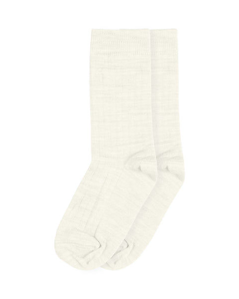 The Menique merino rib crew socks for kids in color natural.