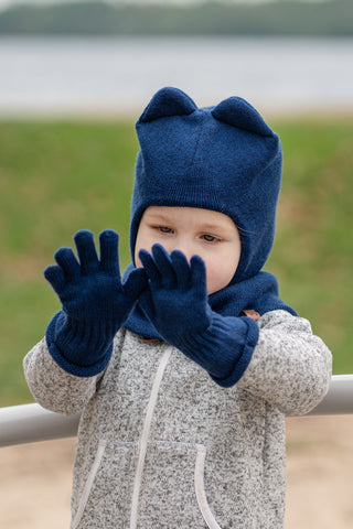 Kids' Knit Merino Gloves - 1-3Y / Dark Blue