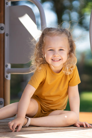 Kids' Lightweight 100% Merino T-Shirt Crewneck - 1-2Y / Yellow