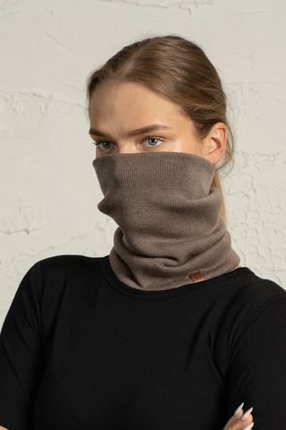 Women's Knit Neck Gaiter Merino - One Size / Brown