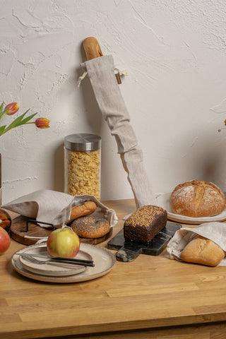 Reusable Linen Bread Bag - Baguette / Natural