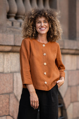 Blazer Jacket with Buttons Alice - XS / Almond Brown