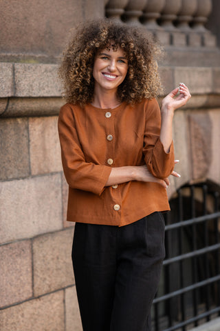 Blazer with Buttons Alice - XS / Almond Brown