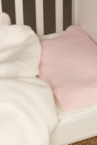 Linen Kids' Pillowcase - EU IKEA / Dusty Pink/White
