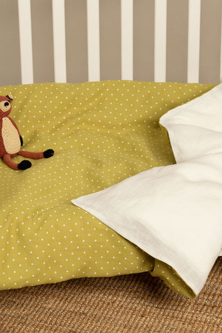Linen Kids' Duvet Cover - 43 x 49" / Leaf Dots/White