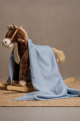 Linen Throw Blanket for Toddler - 39 x 59" / Cloudy Blue