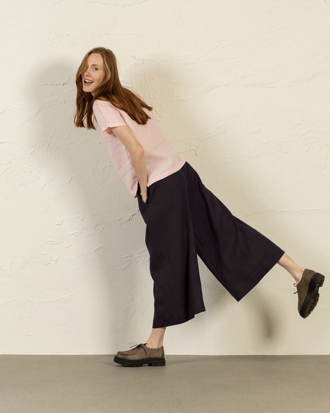 Linen Culottes Lana in Pure Black